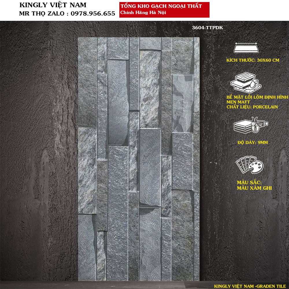 Gạch ốp tường ngoài trời ngoại thất 30x60 3604